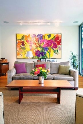  Målningar i vardagsrummets interiör: de mjuka väggdekorationerna