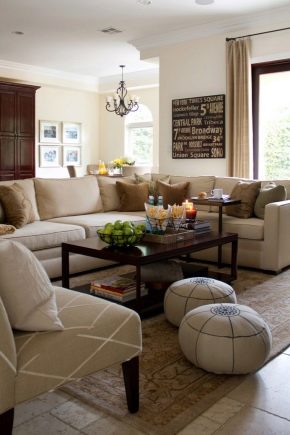  Oturma odası için döşemeli mobilyalar: moda trendleri ve seçim kuralları