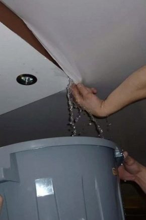  Draining water from a stretch ceiling: detailed instructions