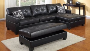  Black leather sofa