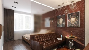  Design bedroom-living room of 17 square meters. m