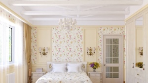  Provence tarzında yatak odası için duvar kağıdı