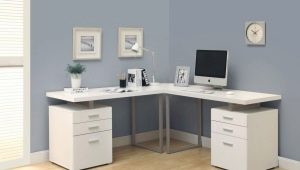  Birou de birou cu colț alb în interior