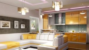  Virtuvės-svetainės kambario interjeras: stilingas kombinuoto kambario dizainas