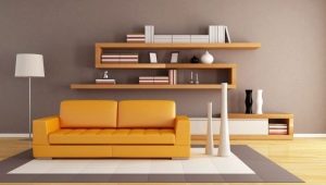  Modern models of mounted shelves in the living room