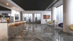  Marbled floor tiles in interior design
