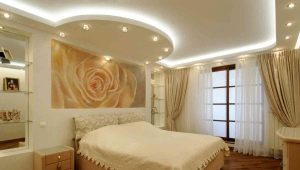  Ideen für das Design der Gipsdecke im Schlafzimmer