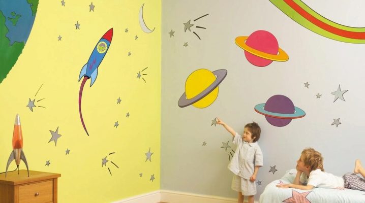  Wallpaper in the nursery with the stars
