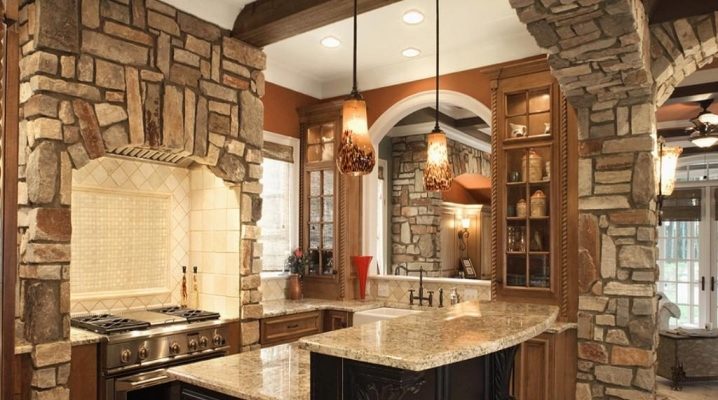  Dekorasi dapur dengan batu hiasan
