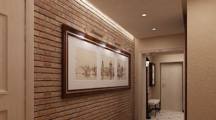  Wallpaper in the hallway with imitation brick