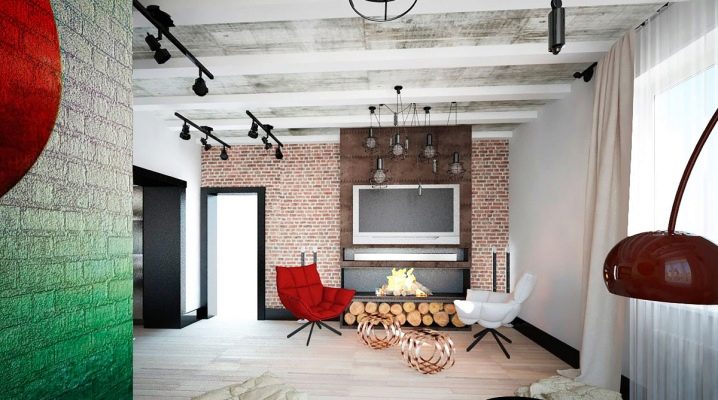  Ruang tamu bergaya loft: ciri-ciri reka bentuk dalaman