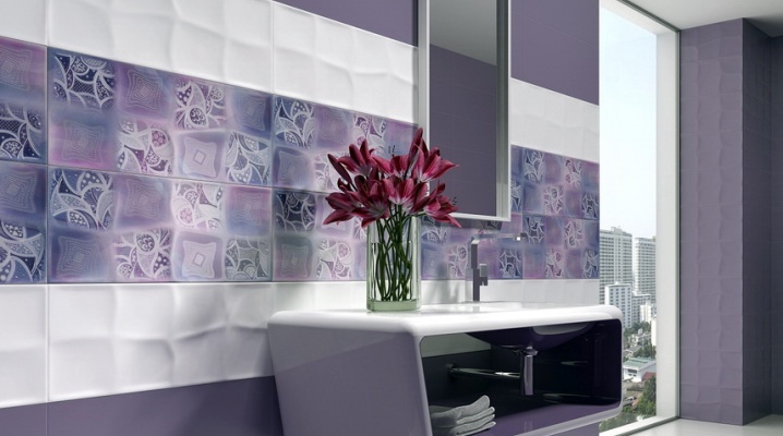  Bathroom design with lilac tiles