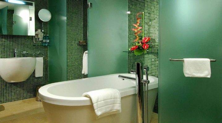  Green tile in design of the apartment and private house