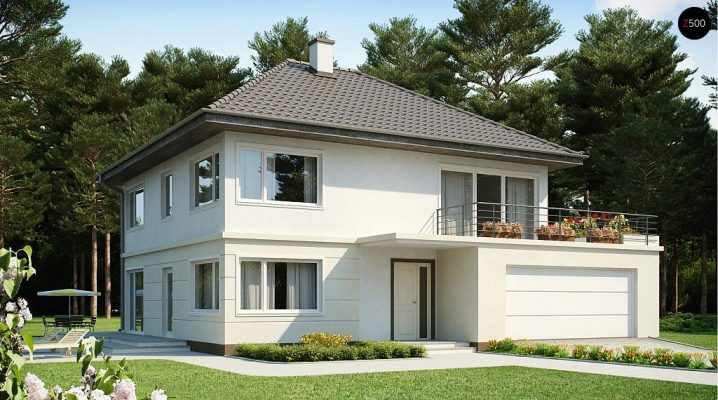  Two-storey house with a garage: beautiful ideas for building