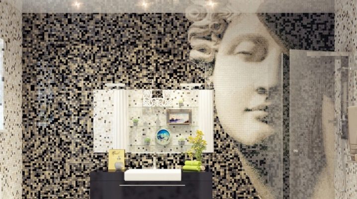  Mosaico da telha do banheiro: design e instalação